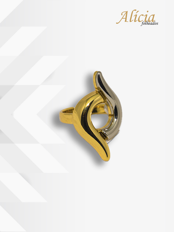 Anel Dourado Dourado e Prata