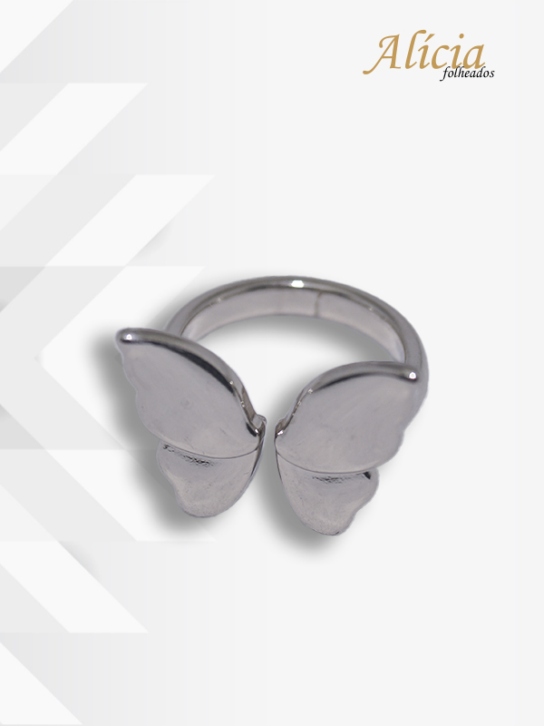 Anel Prata Borboleta Ajustável