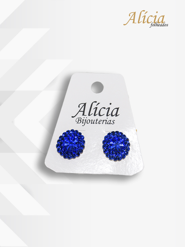 Brinco Dourado Pedra Azul