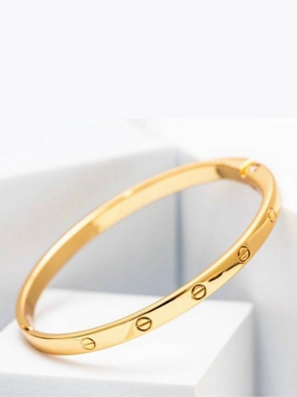 Bracelete Cartiê Dourado Verniz Italiano - Alícia Folheados