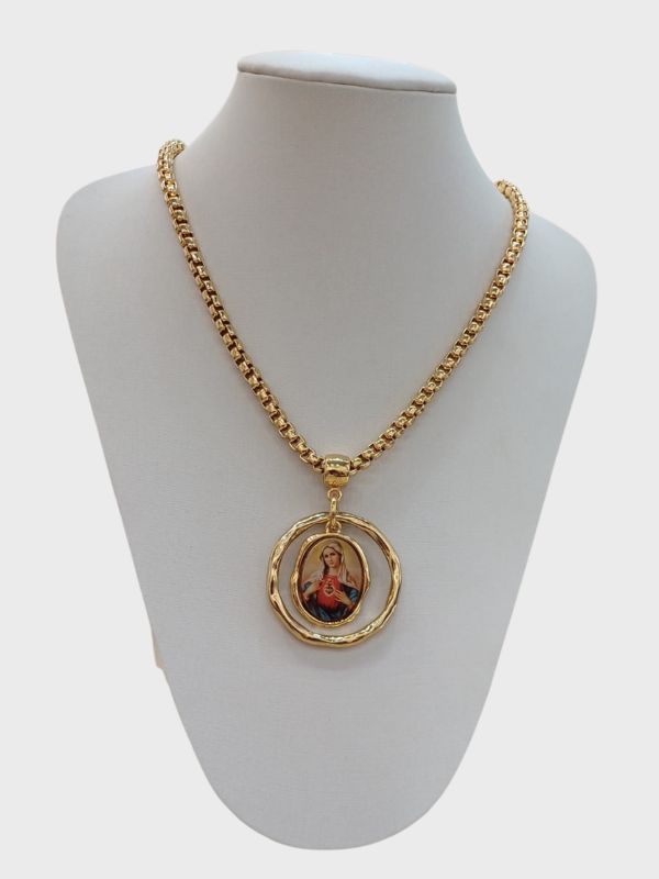 Max Colar Sagrado Coração de Maria Verniz Italiano - Alícia Folheados