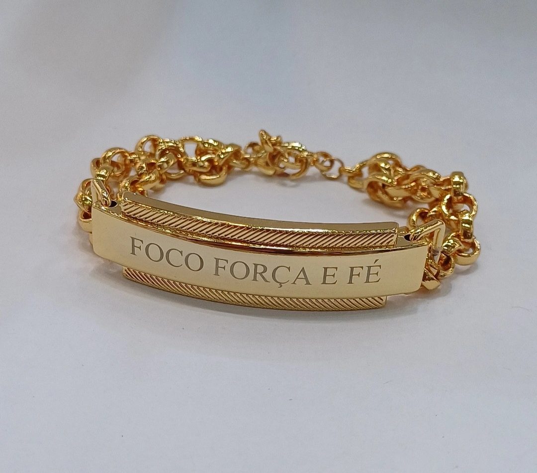 PULSEIRA PLACA FRASE RELIGIOSA - VERNIZ ITALIANO
