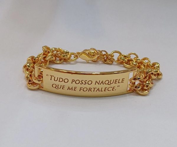 PULSEIRA FRASE RELIGIOSA DOURADA - VERNIZ ITALIANO