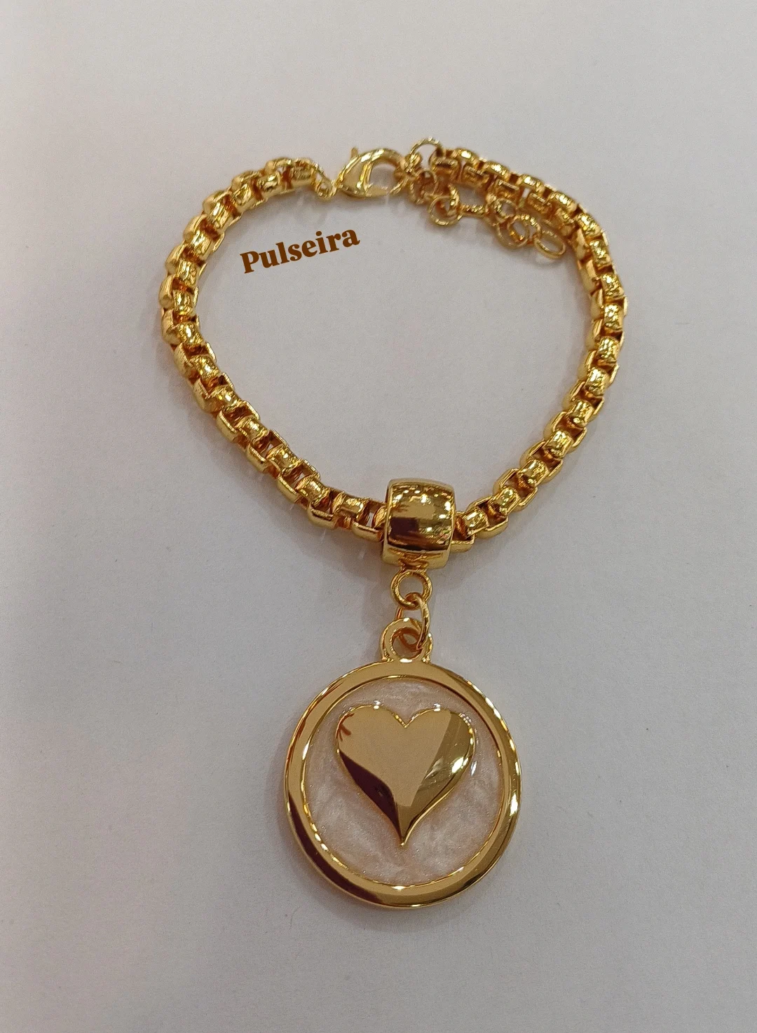 PULSEIRA MADRIPEROLA COM CORAÇÃO - VERNIZ ITALIANO