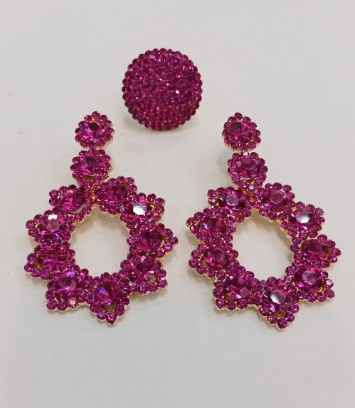 conjunto brinco e anel, regulavel folheado strass primeira linha da preciosa