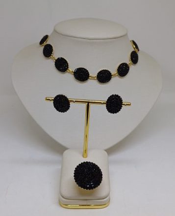 conjunto brinco e anel, regulavel folheado strass primeira linha da preciosa