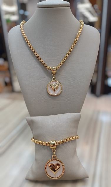 conjunto colar pulseira - verniz italiano - semi joias